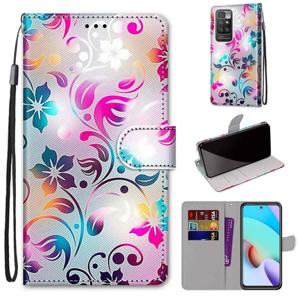 Coloured Drawing Cross Texture Horizontal Flip PU Leather Case with Holder & Card Slots & Wallet & Lanyard, For Xiaomi Redmi 10