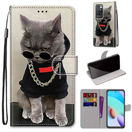 Coloured Drawing Cross Texture Horizontal Flip PU Leather Case with Holder & Card Slots & Wallet & Lanyard, For Xiaomi Redmi 10