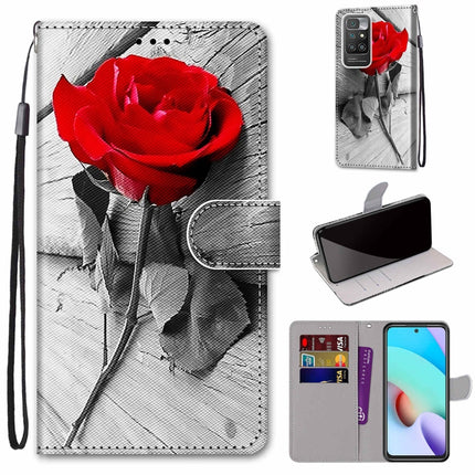 Coloured Drawing Cross Texture Horizontal Flip PU Leather Case with Holder & Card Slots & Wallet & Lanyard, For Xiaomi Redmi 10