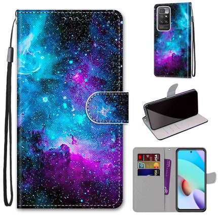 Coloured Drawing Cross Texture Horizontal Flip PU Leather Case with Holder & Card Slots & Wallet & Lanyard, For Xiaomi Redmi 10