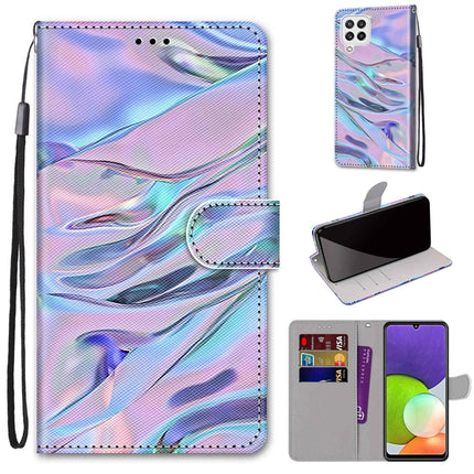 Coloured Drawing Cross Texture Horizontal Flip PU Leather Case with Holder & Card Slots & Wallet & Lanyard, For Samsung Galaxy A22 4G