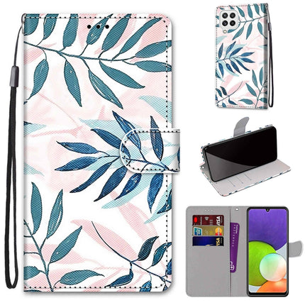 Coloured Drawing Cross Texture Horizontal Flip PU Leather Case with Holder & Card Slots & Wallet & Lanyard, For Samsung Galaxy A22 4G