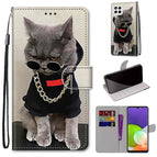 For Samsung Galaxy A22 4G / Golden Chain Grey Cat