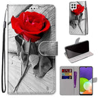 For Samsung Galaxy A22 4G / Wood Red Rose