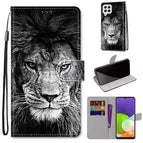 For Samsung Galaxy A22 4G / Black White Lion Head