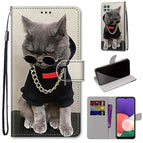 For Samsung Galaxy A22 5G / Golden Chain Grey Cat