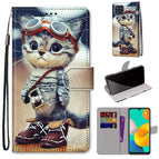 For Samsung Galaxy M32 4G / F22 / Leather Shoes Cat