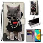 For Samsung Galaxy M32 4G / F22 / Golden Chain Grey Cat