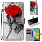 For Samsung Galaxy M32 4G / F22 / Wood Red Rose