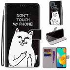 For Samsung Galaxy M32 4G / F22 / Middle Finger White Cat