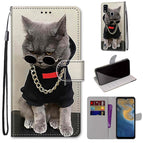 For ZTE Blade A51 / Golden Chain Grey Cat
