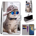 For ZTE Blade A51 / Slant Hat Blue Mirror Cat