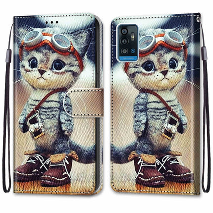 Coloured Drawing Cross Texture Horizontal Flip PU Leather Case with Holder & Card Slots & Wallet & Lanyard, For ZTE Blade A71