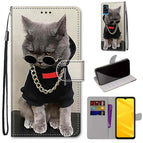 For ZTE Blade A71 / Golden Chain Grey Cat