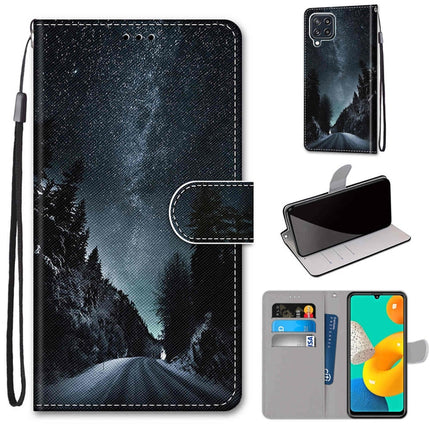 Coloured Drawing Cross Texture Horizontal Flip PU Leather Case with Holder & Card Slots & Wallet & Lanyard, For Samsung Galaxy M32