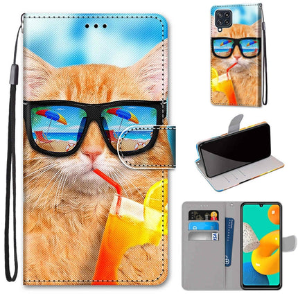 Coloured Drawing Cross Texture Horizontal Flip PU Leather Case with Holder & Card Slots & Wallet & Lanyard, For Samsung Galaxy M32
