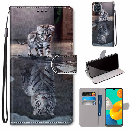 Coloured Drawing Cross Texture Horizontal Flip PU Leather Case with Holder & Card Slots & Wallet & Lanyard, For Samsung Galaxy F22