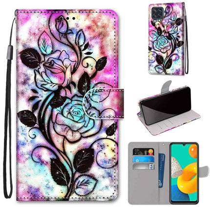 Coloured Drawing Cross Texture Horizontal Flip PU Leather Case with Holder & Card Slots & Wallet & Lanyard, For Samsung Galaxy F22