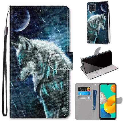 Coloured Drawing Cross Texture Horizontal Flip PU Leather Case with Holder & Card Slots & Wallet & Lanyard, For Samsung Galaxy F22