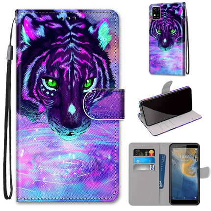 Coloured Drawing Cross Texture Horizontal Flip PU Leather Case with Holder & Card Slots & Wallet & Lanyard, For ZTE Blade A31