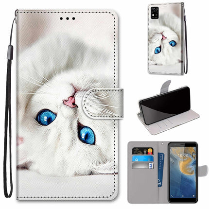 Coloured Drawing Cross Texture Horizontal Flip PU Leather Case with Holder & Card Slots & Wallet & Lanyard, For ZTE Blade A31