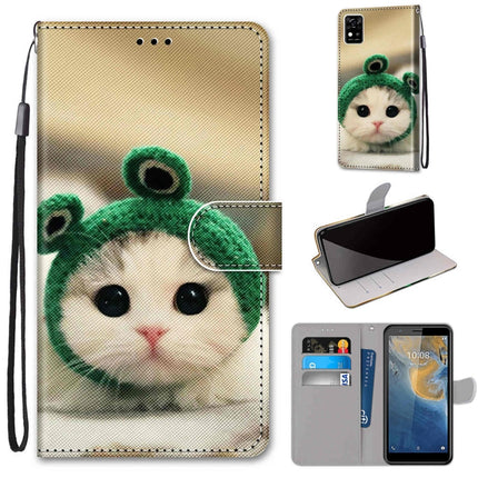 Coloured Drawing Cross Texture Horizontal Flip PU Leather Case with Holder & Card Slots & Wallet & Lanyard, For ZTE Blade A31