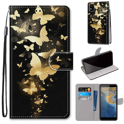 Coloured Drawing Cross Texture Horizontal Flip PU Leather Case with Holder & Card Slots & Wallet & Lanyard, For ZTE Blade A31