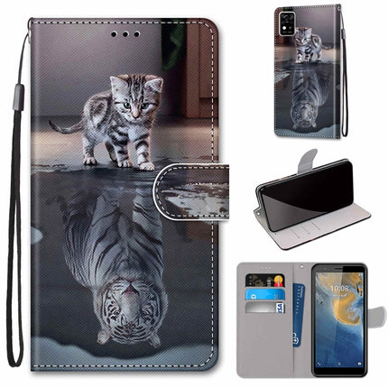 Coloured Drawing Cross Texture Horizontal Flip PU Leather Case with Holder & Card Slots & Wallet & Lanyard, For ZTE Blade A31