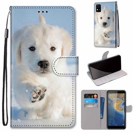 Coloured Drawing Cross Texture Horizontal Flip PU Leather Case with Holder & Card Slots & Wallet & Lanyard, For ZTE Blade A31