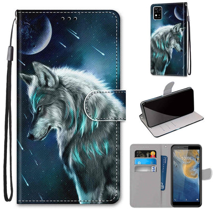Coloured Drawing Cross Texture Horizontal Flip PU Leather Case with Holder & Card Slots & Wallet & Lanyard, For ZTE Blade A31