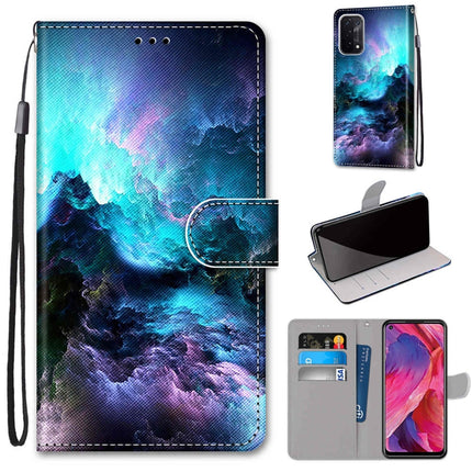 Coloured Drawing Cross Texture Horizontal Flip PU Leather Case with Holder & Card Slots & Wallet & Lanyard, For OPPO A54 5G / A74 5G / A93 5G / A93s 5G