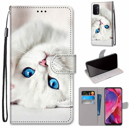Coloured Drawing Cross Texture Horizontal Flip PU Leather Case with Holder & Card Slots & Wallet & Lanyard, For OPPO A54 5G / A74 5G / A93 5G / A93s 5G