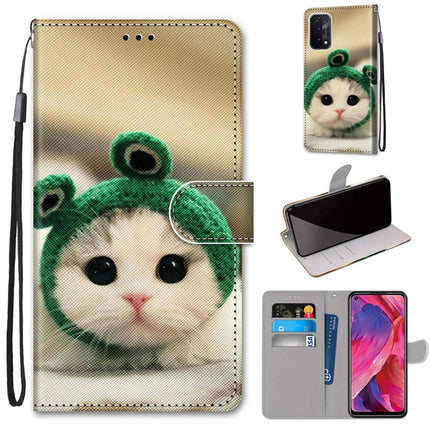 Coloured Drawing Cross Texture Horizontal Flip PU Leather Case with Holder & Card Slots & Wallet & Lanyard, For OPPO A54 5G / A74 5G / A93 5G / A93s 5G