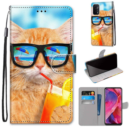 Coloured Drawing Cross Texture Horizontal Flip PU Leather Case with Holder & Card Slots & Wallet & Lanyard, For OPPO A54 5G / A74 5G / A93 5G / A93s 5G