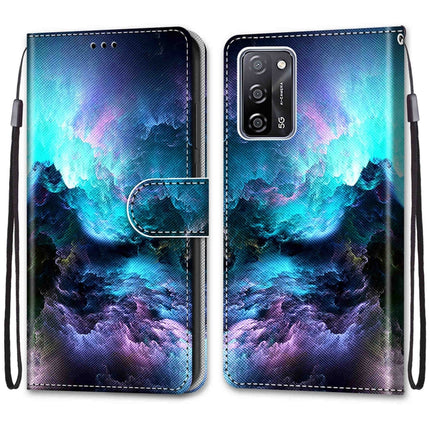 Coloured Drawing Cross Texture Horizontal Flip PU Leather Case with Holder & Card Slots & Wallet & Lanyard, For OPPO A55 5G / A54 4G / A53s 5G / A16 4G