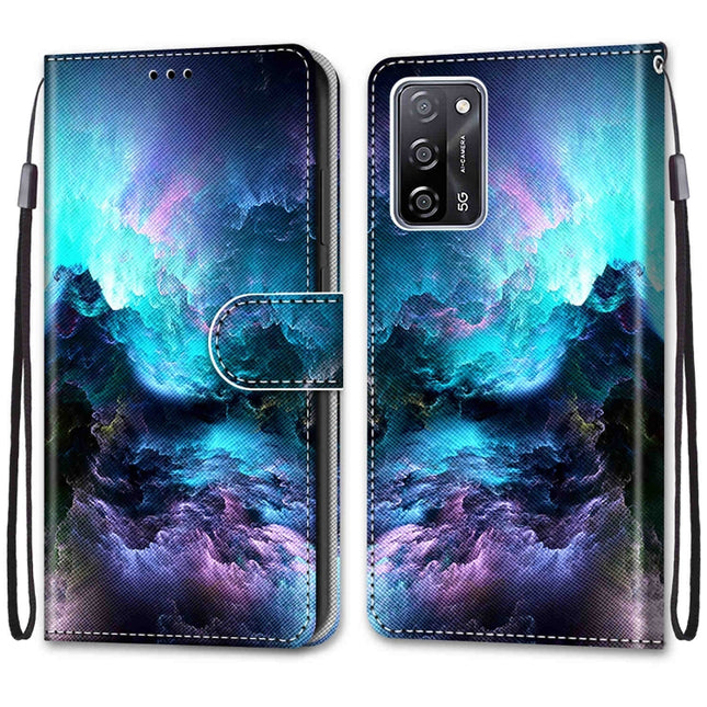 Coloured Drawing Cross Texture Horizontal Flip PU Leather Case with Holder & Card Slots & Wallet & Lanyard, For OPPO A55 5G / A54 4G / A53s 5G / A16 4G