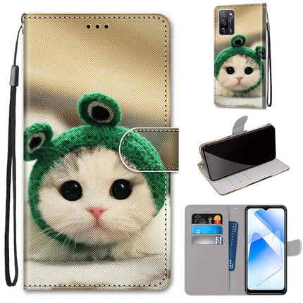 Coloured Drawing Cross Texture Horizontal Flip PU Leather Case with Holder & Card Slots & Wallet & Lanyard, For OPPO A55 5G / A54 4G / A53s 5G / A16 4G