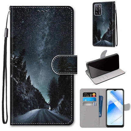 Coloured Drawing Cross Texture Horizontal Flip PU Leather Case with Holder & Card Slots & Wallet & Lanyard, For OPPO A55 5G / A54 4G / A53s 5G / A16 4G