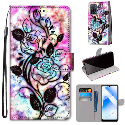 Coloured Drawing Cross Texture Horizontal Flip PU Leather Case with Holder & Card Slots & Wallet & Lanyard, For OPPO A55 5G / A54 4G / A53s 5G / A16 4G