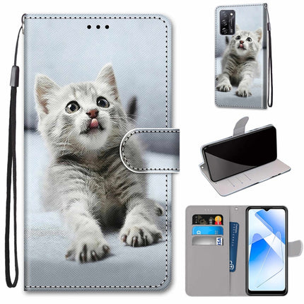 Coloured Drawing Cross Texture Horizontal Flip PU Leather Case with Holder & Card Slots & Wallet & Lanyard, For OPPO A55 5G / A54 4G / A53s 5G / A16 4G