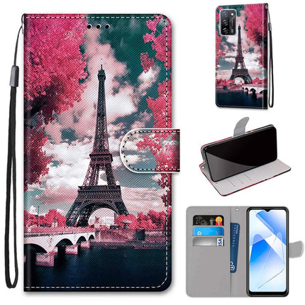 Coloured Drawing Cross Texture Horizontal Flip PU Leather Case with Holder & Card Slots & Wallet & Lanyard, For OPPO A55 5G / A54 4G / A53s 5G / A16 4G
