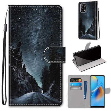 Coloured Drawing Cross Texture Horizontal Flip PU Leather Case with Holder & Card Slots & Wallet & Lanyard, For OPPO A74 4G / F19