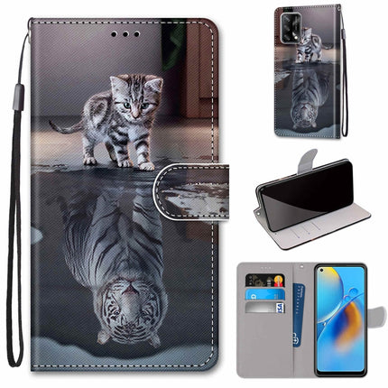 Coloured Drawing Cross Texture Horizontal Flip PU Leather Case with Holder & Card Slots & Wallet & Lanyard, For OPPO A74 4G / F19