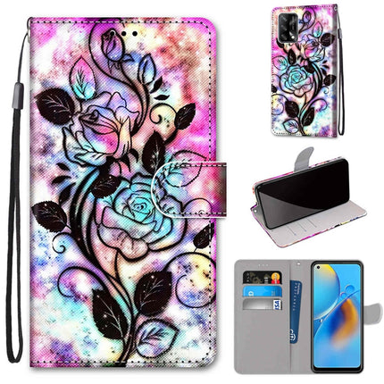 Coloured Drawing Cross Texture Horizontal Flip PU Leather Case with Holder & Card Slots & Wallet & Lanyard, For OPPO A74 4G / F19