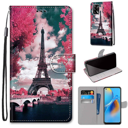 Coloured Drawing Cross Texture Horizontal Flip PU Leather Case with Holder & Card Slots & Wallet & Lanyard, For OPPO A74 4G / F19