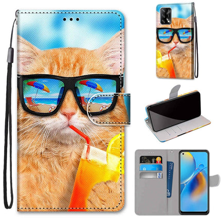 Coloured Drawing Cross Texture Horizontal Flip PU Leather Case with Holder & Card Slots & Wallet & Lanyard, For OPPO A74 4G / F19