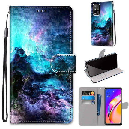 Coloured Drawing Cross Texture Horizontal Flip PU Leather Case with Holder & Card Slots & Wallet & Lanyard, For OPPO F19 Pro+ 5G / A94 5G / A95 5G