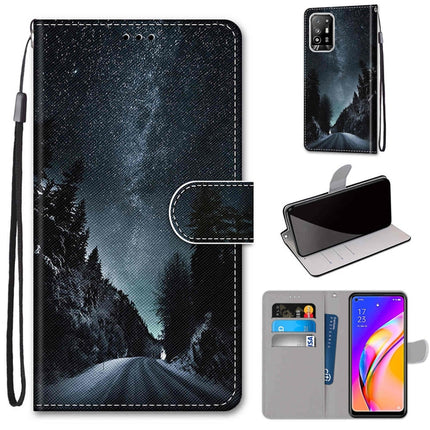 Coloured Drawing Cross Texture Horizontal Flip PU Leather Case with Holder & Card Slots & Wallet & Lanyard, For OPPO F19 Pro+ 5G / A94 5G / A95 5G