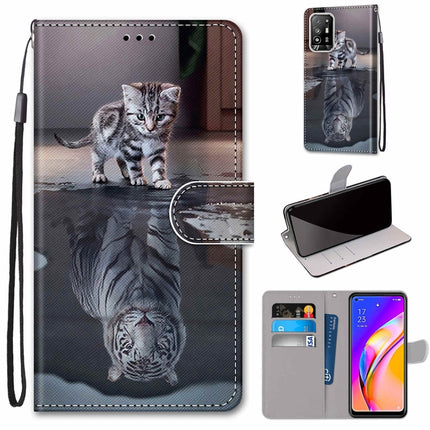 Coloured Drawing Cross Texture Horizontal Flip PU Leather Case with Holder & Card Slots & Wallet & Lanyard, For OPPO F19 Pro+ 5G / A94 5G / A95 5G