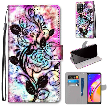 Coloured Drawing Cross Texture Horizontal Flip PU Leather Case with Holder & Card Slots & Wallet & Lanyard, For OPPO F19 Pro+ 5G / A94 5G / A95 5G
